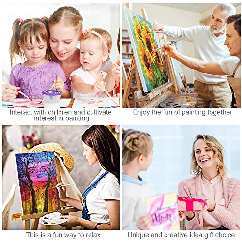 Kose Paint By Numbers For Adults Beginner & Kids, Diy Oil Painting Kit On Canvas With Paintbrushes And Acrylic Pigment, Arts Craft For Home Wall Decor- Night Lake 16"W X 20"L #TOP6