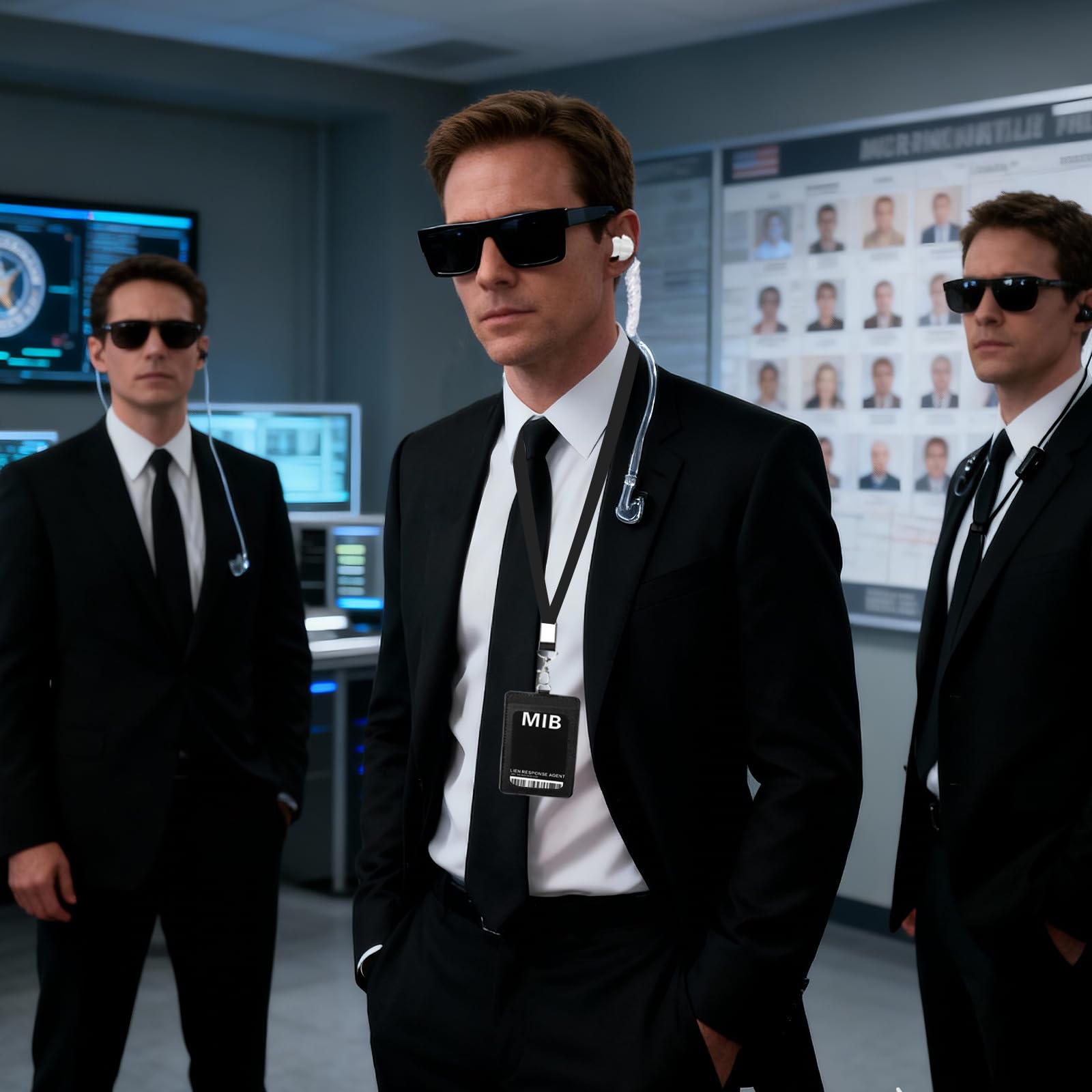 Orizizhic Agent Costume Accessories Set, Secret Agent Fancy Dress Kit with Necktie Sunglasses ID Card Earpiece - Image 4
