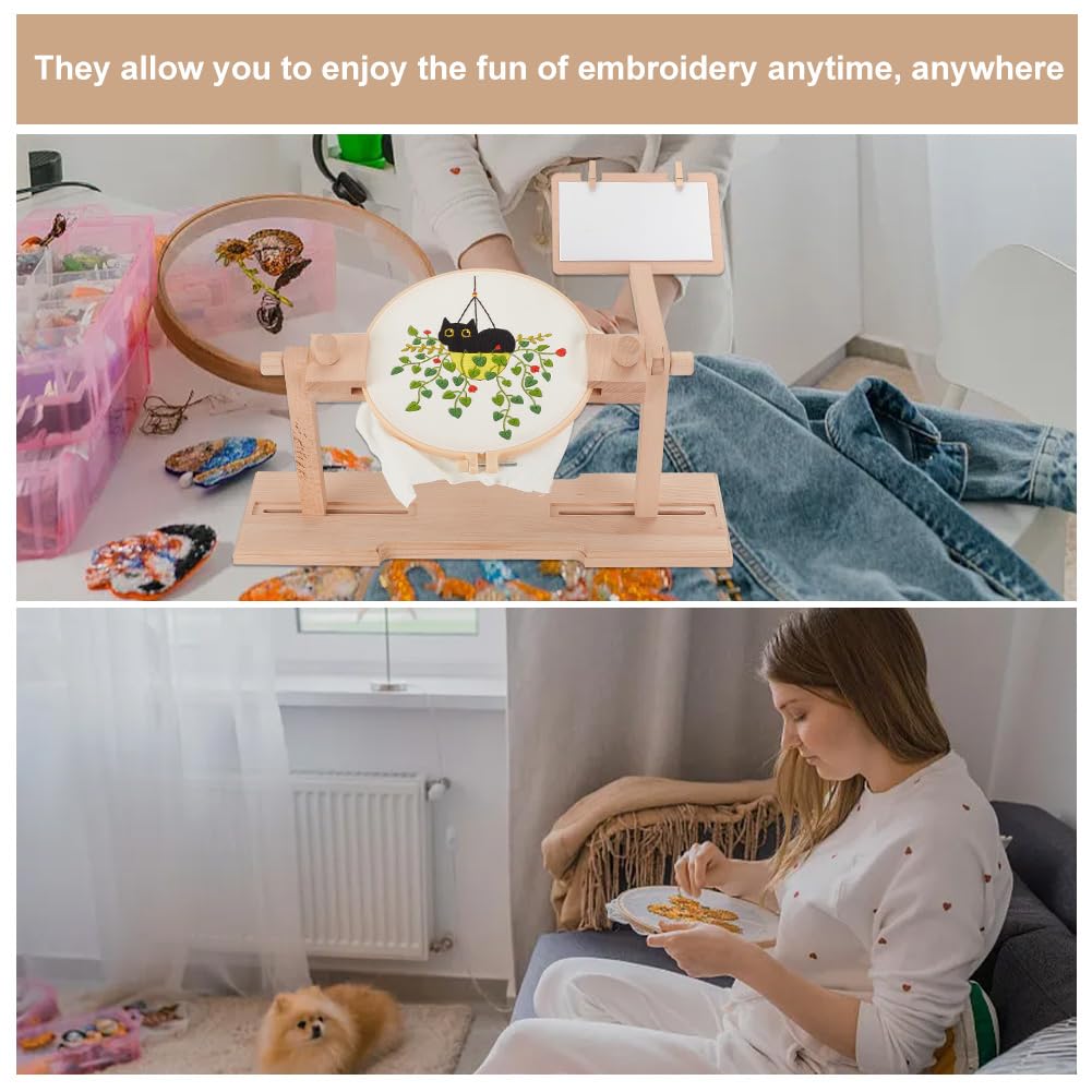 Supporto Regolabile Per Ricamo A Punto Croce - 6 Cerchi, Girevole 360° - Foto 8