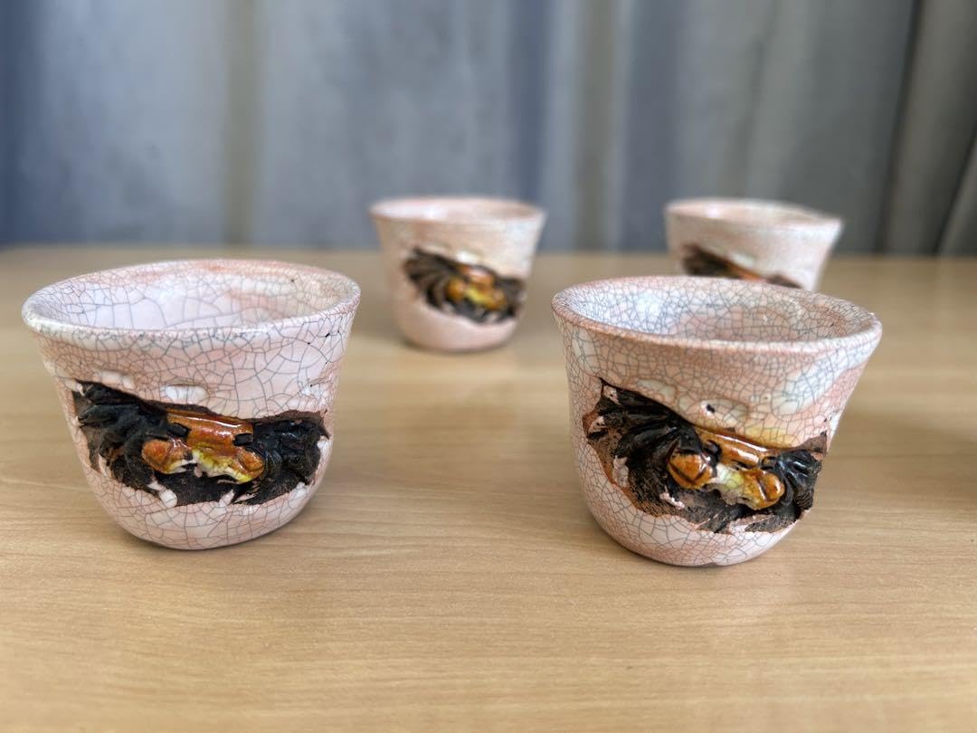 Amazon | 砥部焼 蟹細工 湯呑5客 骨董品 直径5.5cm 高さ4.2cm | ノー 
