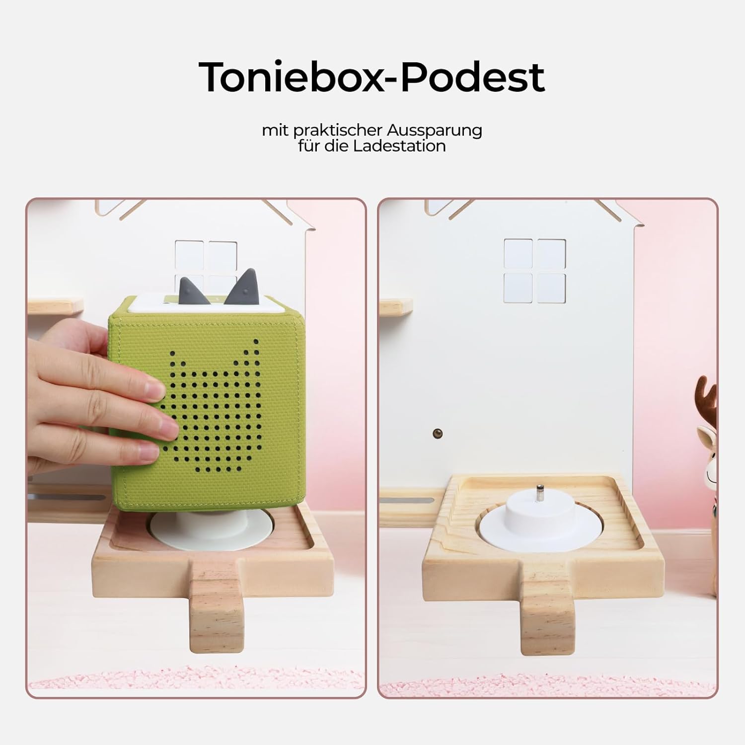 Large Tonie Shelf House for Toniebox,Magnetic Wooden Floating Shelves Compatible with Tonie Accessories, Characters & Figures, Display Collection，Toniebox Shelf（White）