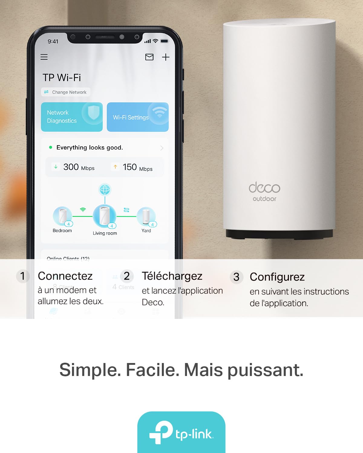 TP-Link Deco BE25-Outdoor Routeur WiFi 7 Mesh BE3600, Répéteur Extérieur/Intérieur, Double Bande, 2×2,5G, IP65, PoE/AC