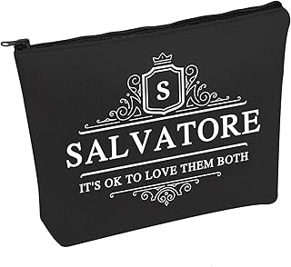 PWHAOO Vampire Tv Show Inspired Makeup Bag It's Ok To Love Them Both Cosmetic Bag Salvatore Brothers Fans Gift, LOVE THEM BOTH B