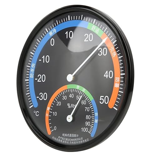 POCREATION Termómetro para interiores y exteriores, 5 pulgadas, para interiores y exteriores, tipo puntero redondo, higrómetro, medidor de