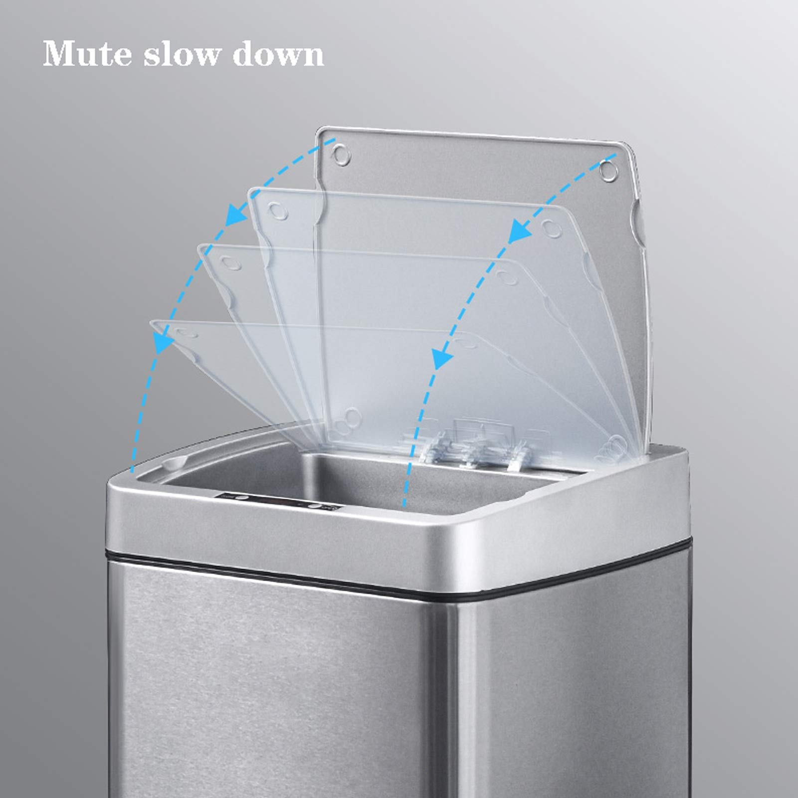 Papelera De Inducción Simple para Interiores, con Tapa, para El Hogar, Ideal para Sala De Estar Y Cocina, Color Plateado, 10 L