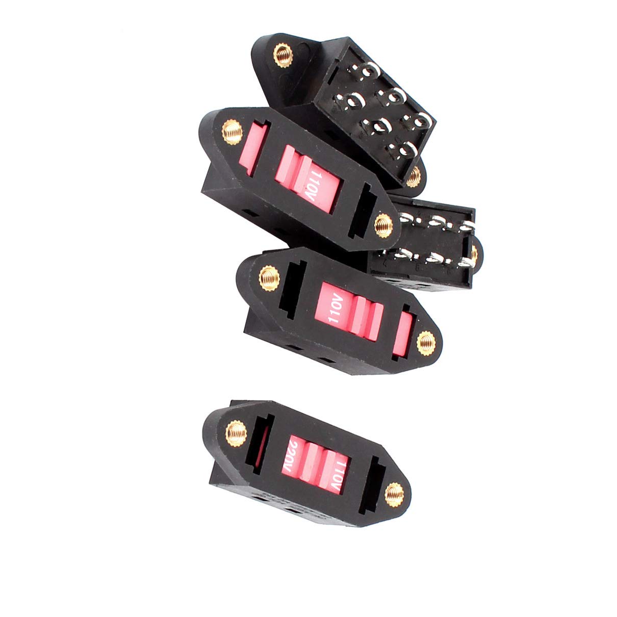 Aexit AC 110V-220V Switches 6 Pin Terminals DPDT Voltage Selector Slide Switch Foot Switches 5 PCS