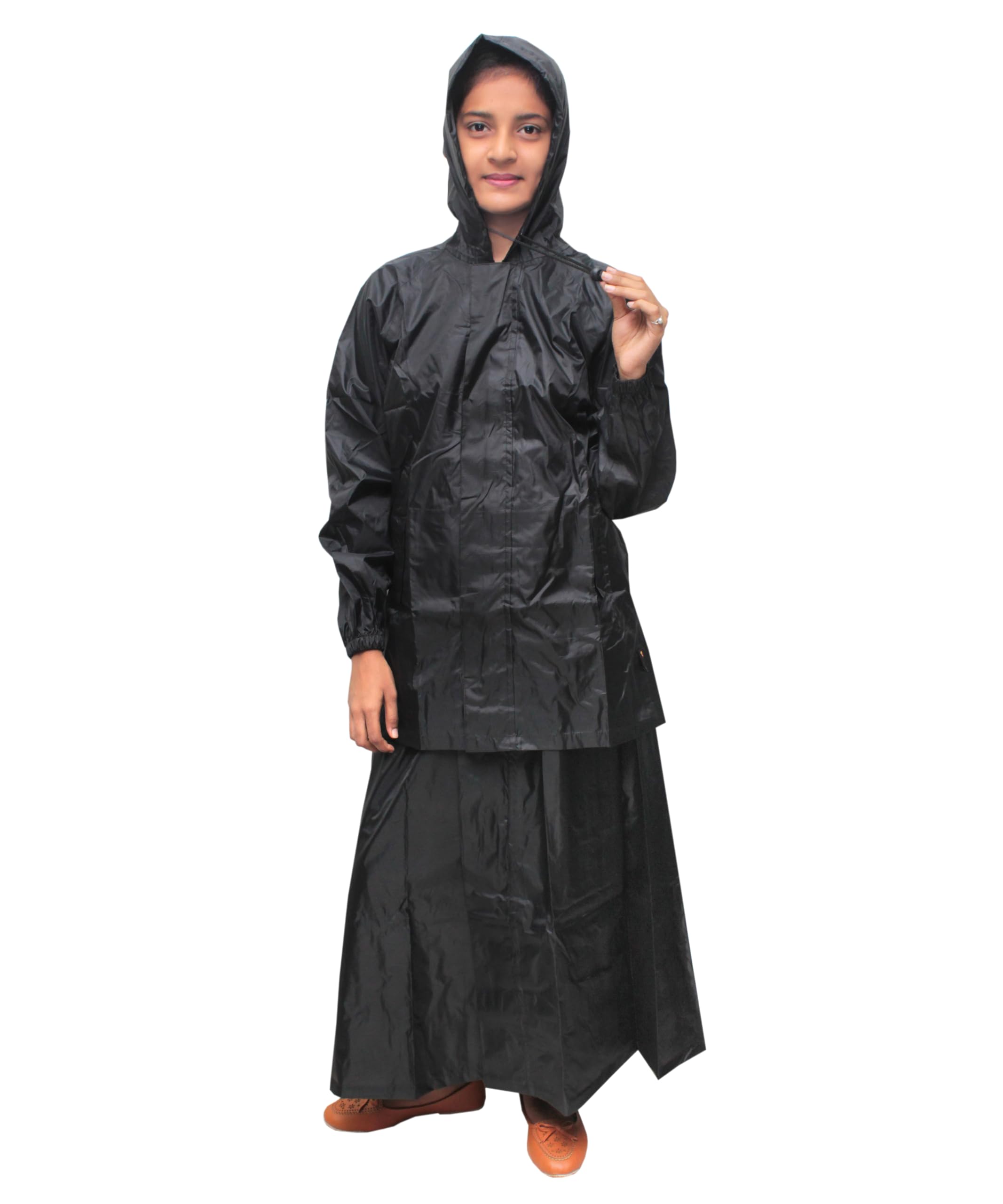 goodluck Rain Coat Waterproof Rain Skirt Top for Womens (Black, 2XL)-picture-49