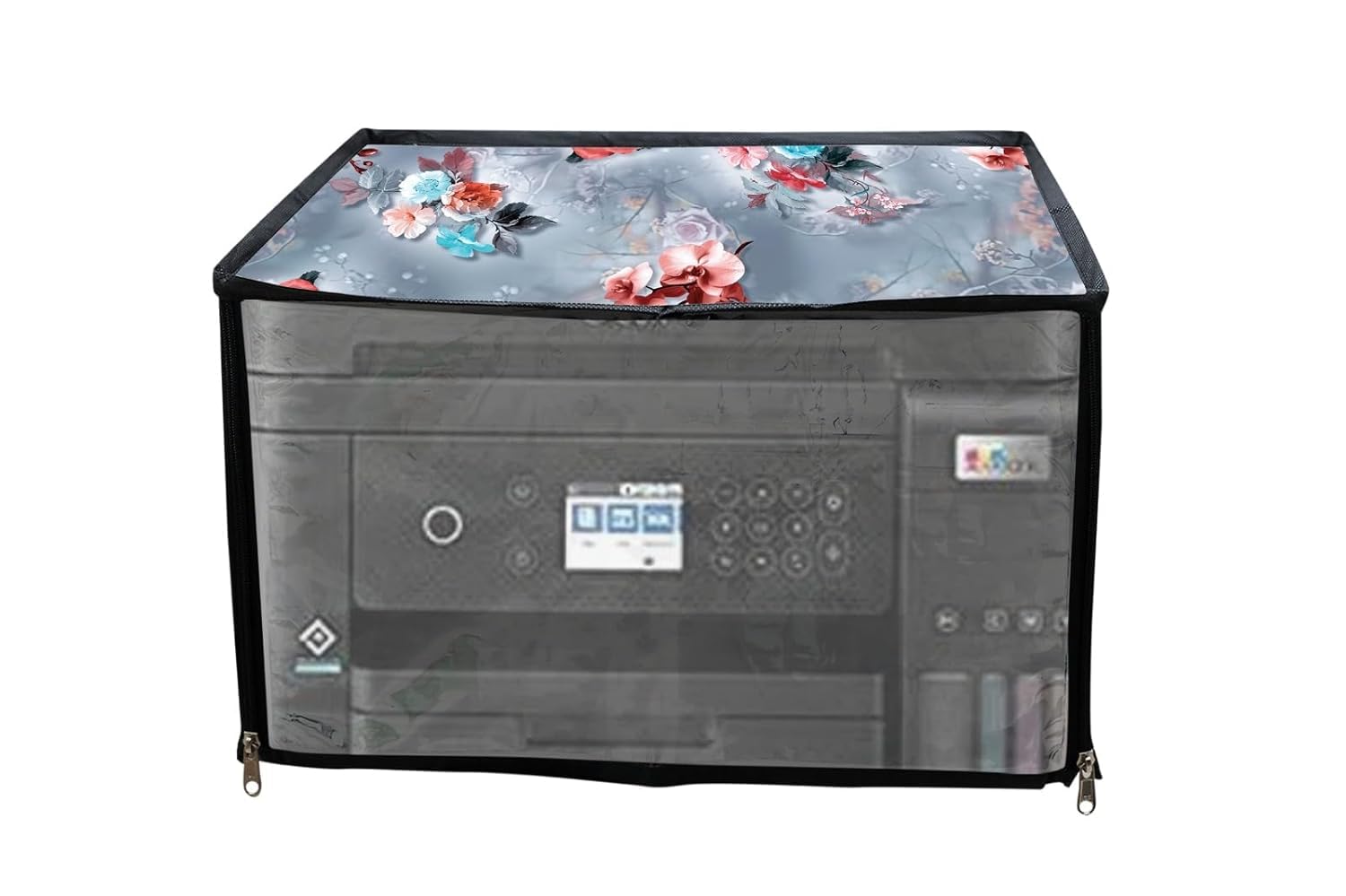 Printer Cover for Epson Ecotank L 6270 A4 Wi-Fi Duplex All-in-One Ink Tank Printer with Zipper for Dust Protection (Blue FLowers)-image-21