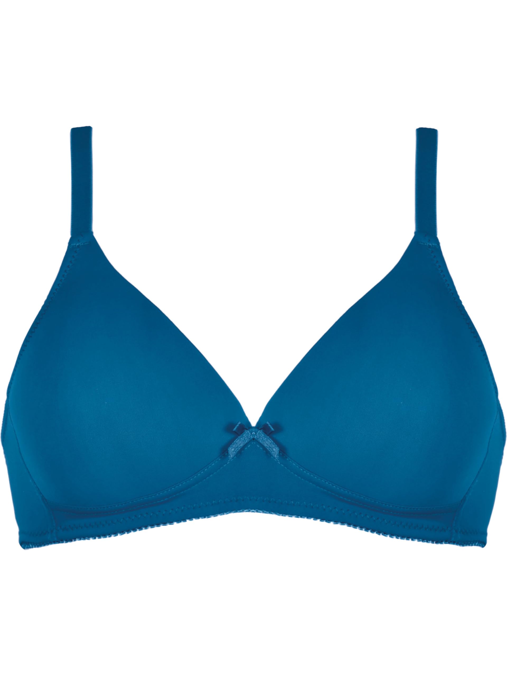 Naturana® Soft-BH ohne Bügel mit Schale [Cup A-D] Optimaler Sitz & maximaler Halt Dank Schnittführung & Breiten Trägern I 90 Mykonos Blue C