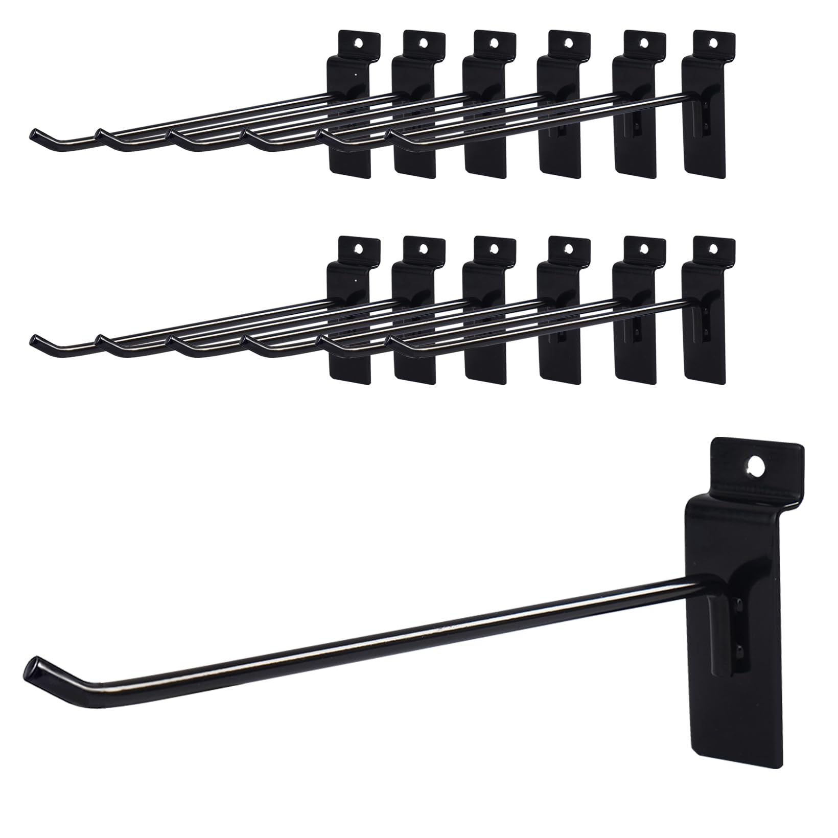 12 Pc Slatwall Hooks 4 Inch Slatwall Accessories Panel Display Hooks Metal Slat Wall Hanging Hook for Garage Storage Shop Retail Display,Black