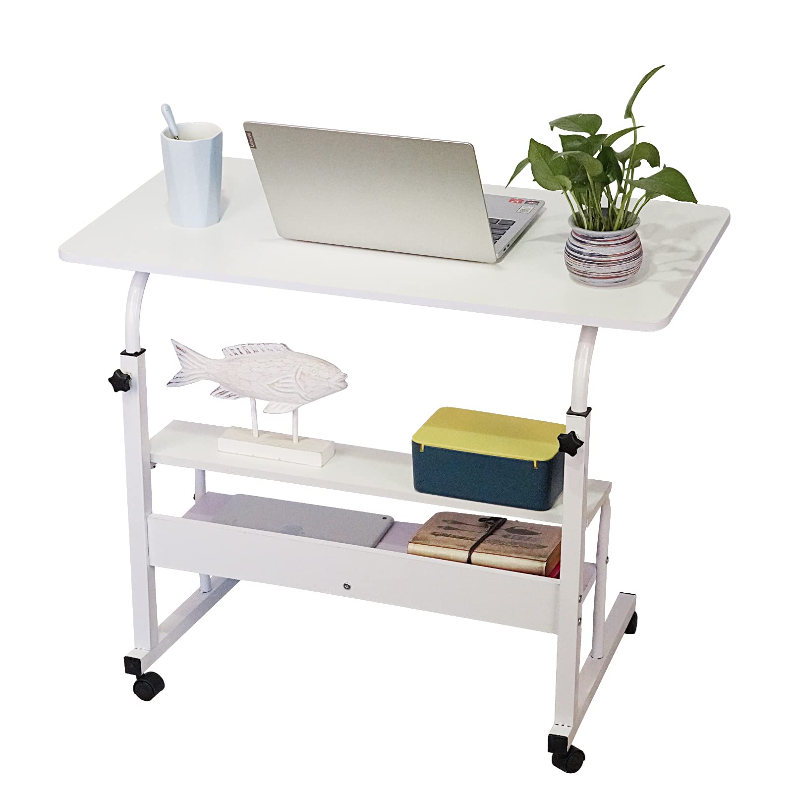 Buy Edudif Adjustable Overbed Table with Wheels Rolling Laptop Table