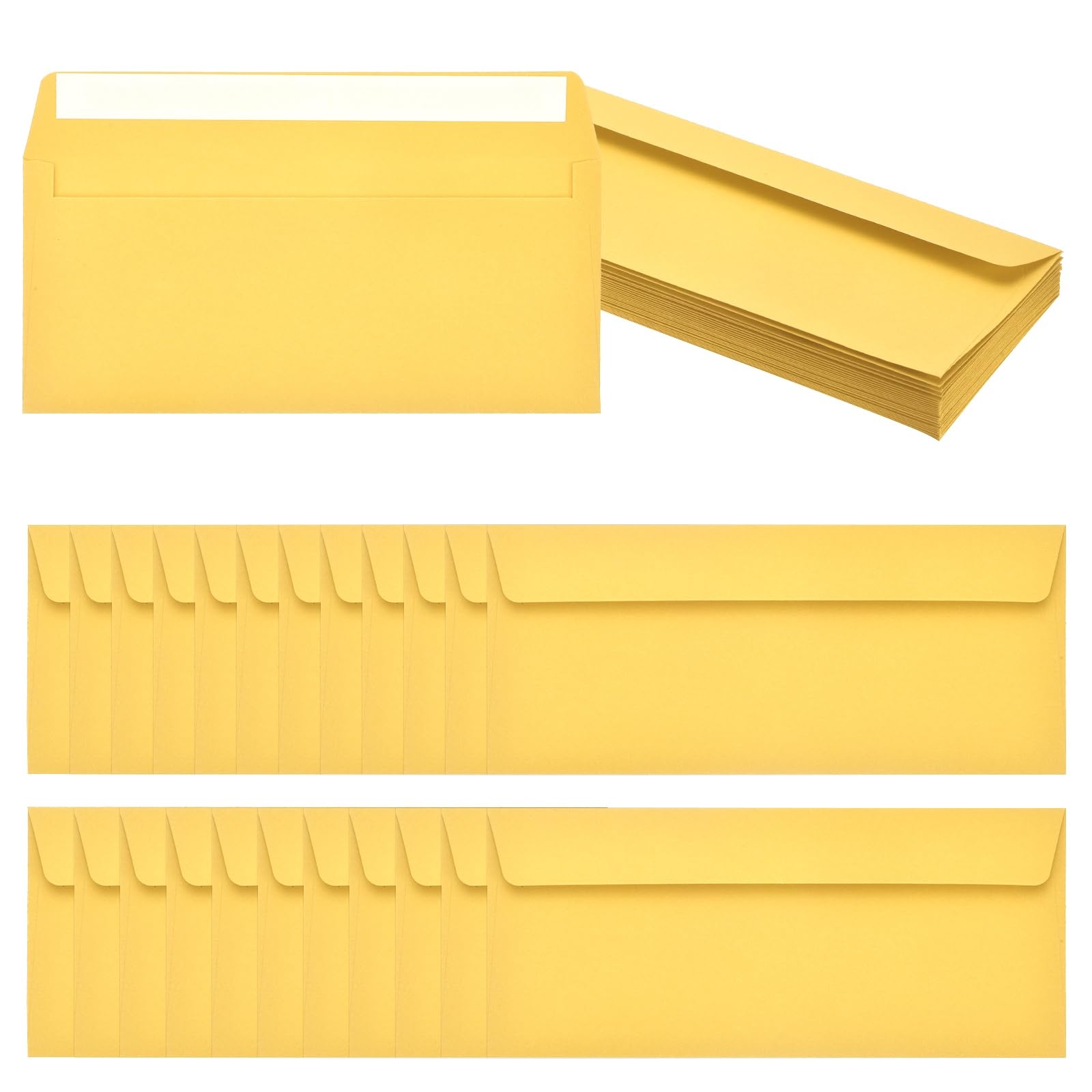 PATIKIL 24 Pack Lemon Yellow #10 Business Envelopes, Colored Self Seal Letter Size Envelopes for Business Mailing Office Checks Invitation, 24.1 x 10.5 cm