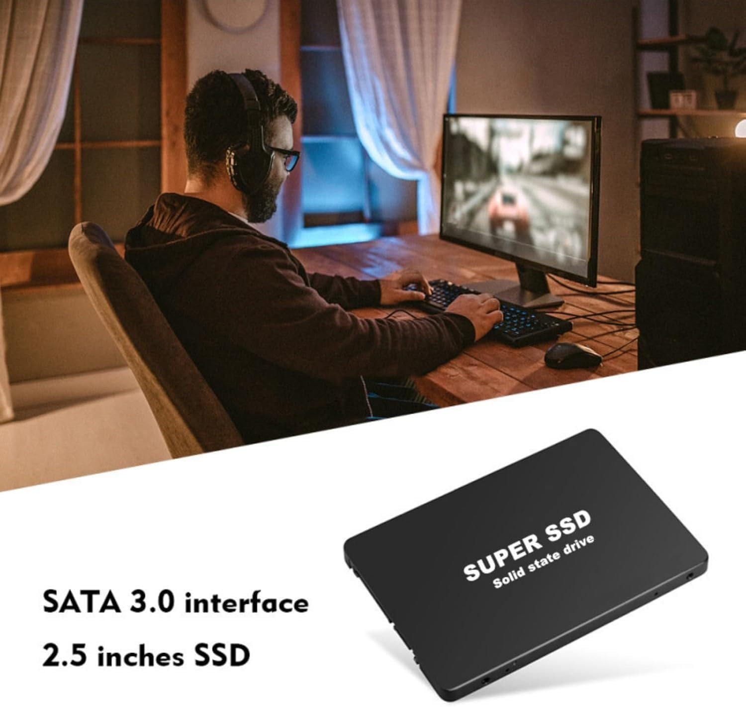 Dysk SSD 1TB/2TB/4TB SATA3 o wysokiej prędkości 2,5-calowy, odpowiedni dla laptopów i komputerów stacjonarnych, z uniwersalną prędkością odczytu do 550MB/s, wbudowaną pamięcią flash 3D NAND, dyski SSD