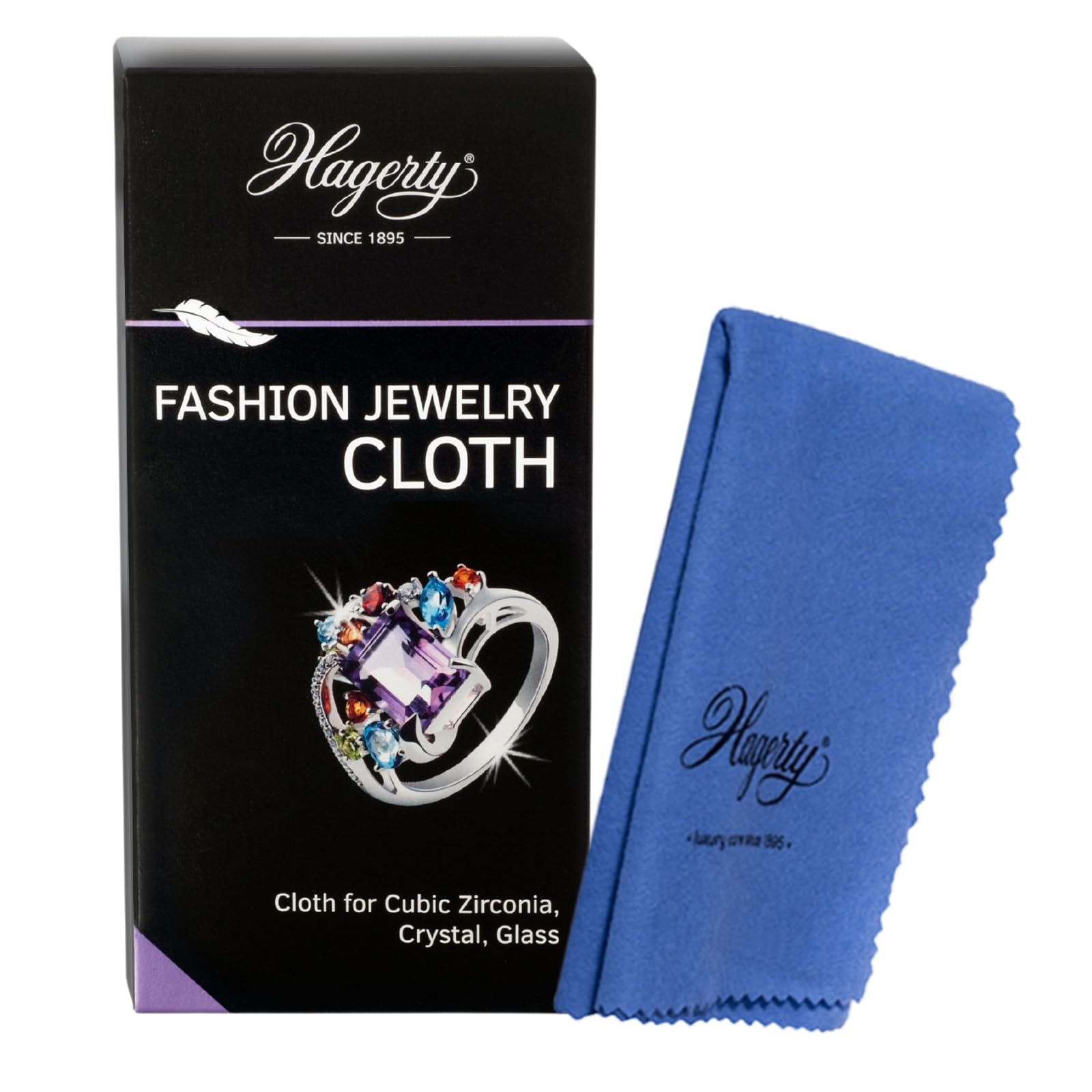 HagertyHagerty Fashion Jewelry Cloth 36 x 30 cm I Impregnated 100% cotton jewellery cloth I Efficient jewellery polishing cloth for fashion jewellery set with zirconia crystal stones glass stones