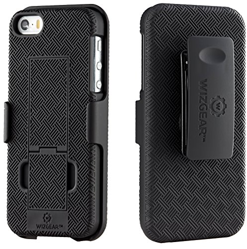 WizGear Shell Holster Combo Case for Apple iPhone Se / 5 / 5S with Kick-Stand and Belt Clip (Doesn't Fit iPhone SE 2020)
