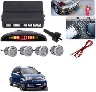 Auto Addict Car Reverse Parking Sensor with LED Display 4 Sensor Reverse Parking Auto Radar Detectors (Silver) for Maruti Suzuki Ignis