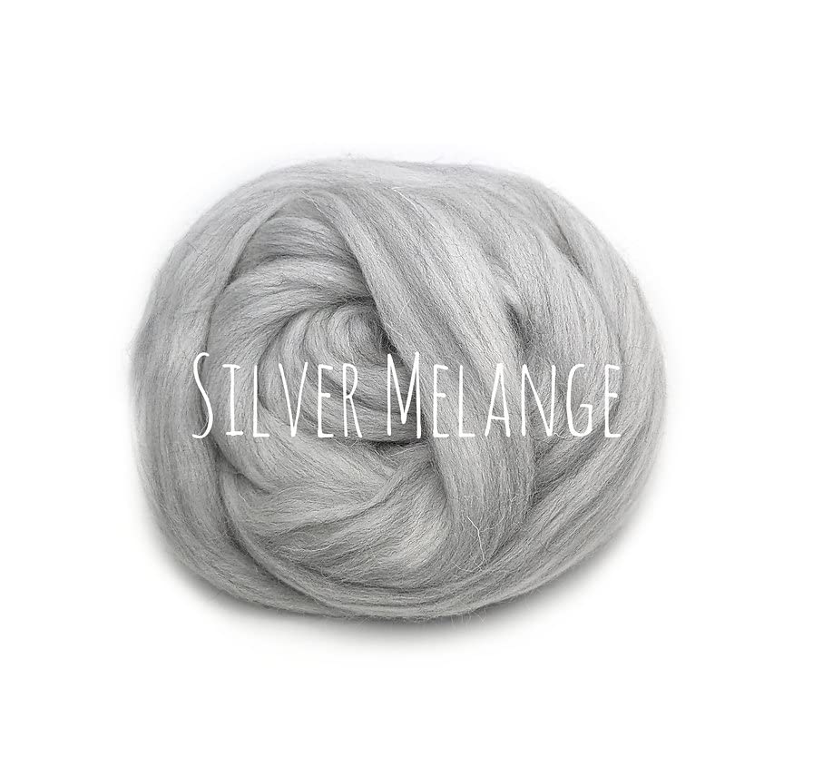 Chunky Wool - Melange Silver - for arm Knitting Chunky Blanket Weaving Felting Jumbo Yarn Giant Wool Soft - 50g (0.11lb) โ image 1