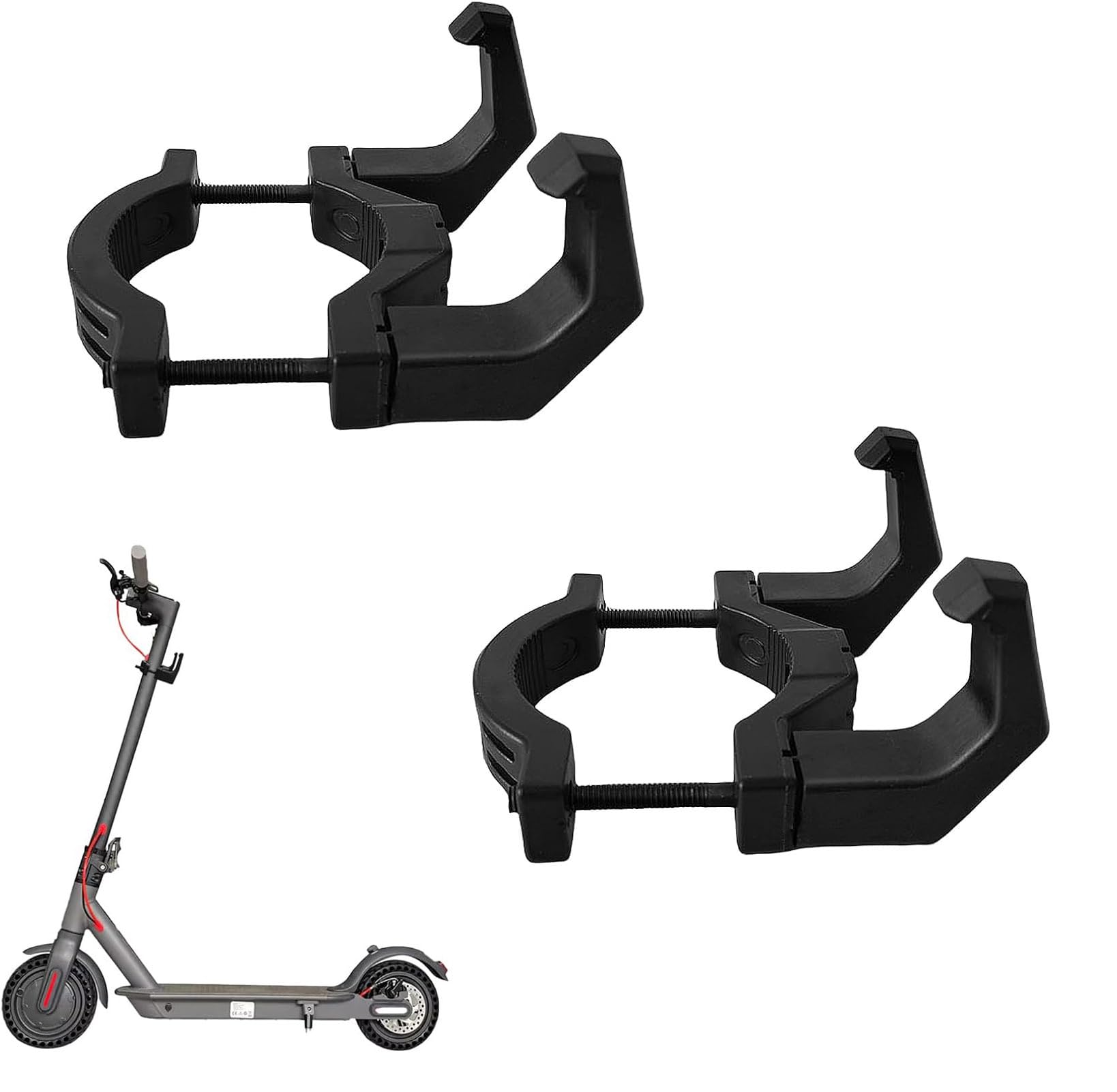 Gancho Delantero para Patinete Eléctrico - 2 Piezas con Diseño de Doble Gancho, Soporte de Pared Universal - Accesorio para Transporte, Almacenamiento y Suspensión de Scooters