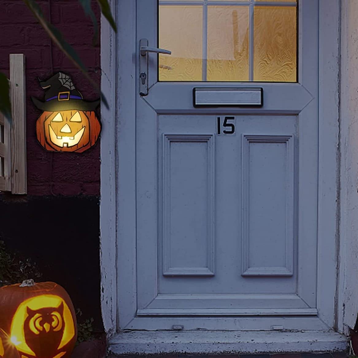 Latarnia na Halloween 2 Sztuki Halloween Pumpkin Light I Ghost Mogą Powiesić Umieścić Dekoracje Światła Do Wewnątrz Na Zewnątrz Dekoracja na Halloween