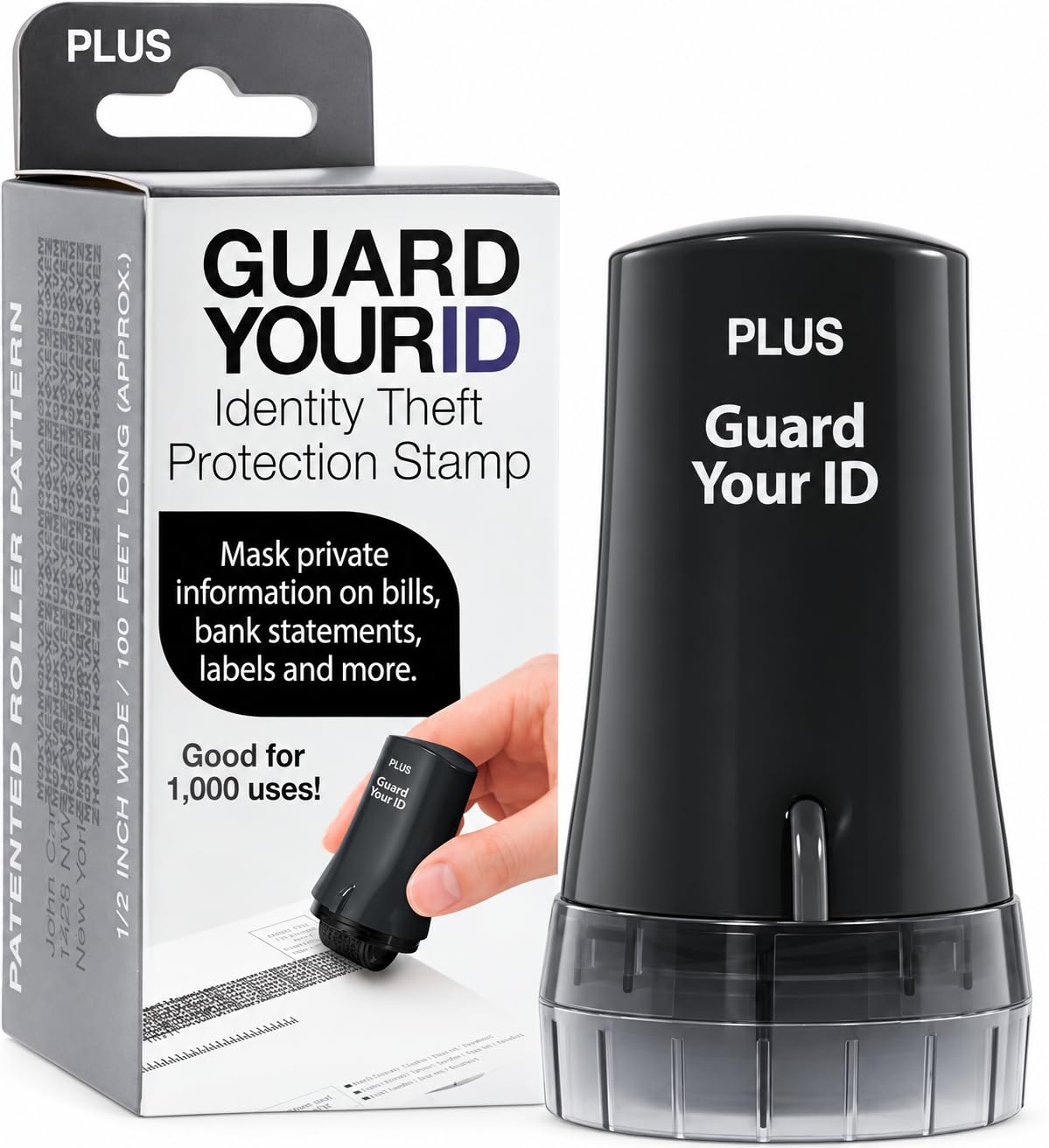 Identity Theft Protection Roller Stamp, Guard Your ID, Black