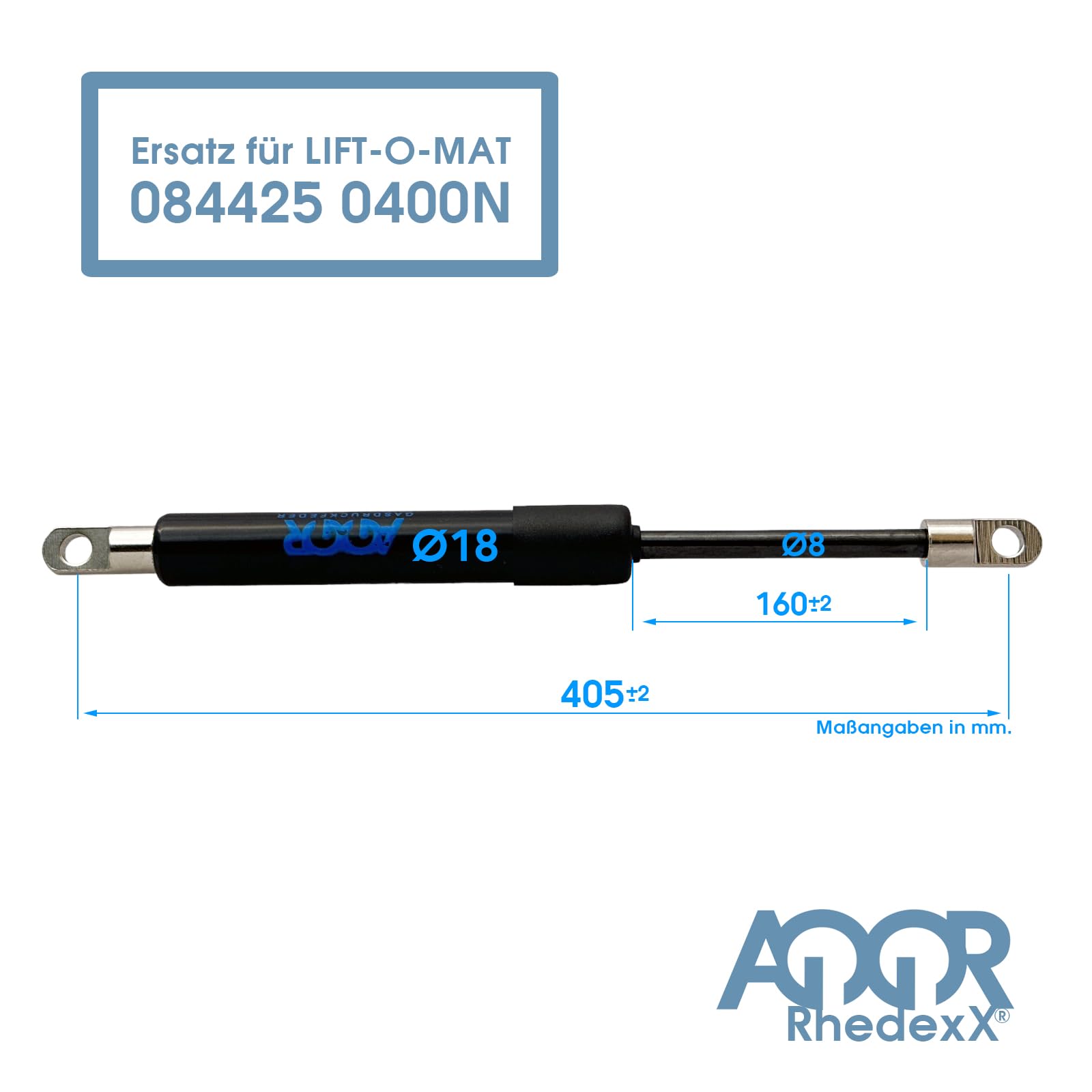 RhedexX® Vérin à Gaz œil D'articulation – 405mm Course 160mm Force 400N – Remplacement Stabilus 084425