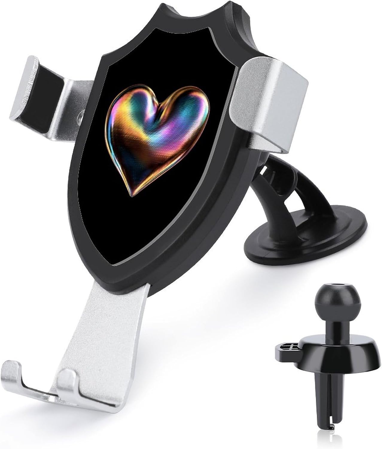 Rainbow Funny Heart Car Phone Holder Mount Adjustable Stand with Air Vent Clip