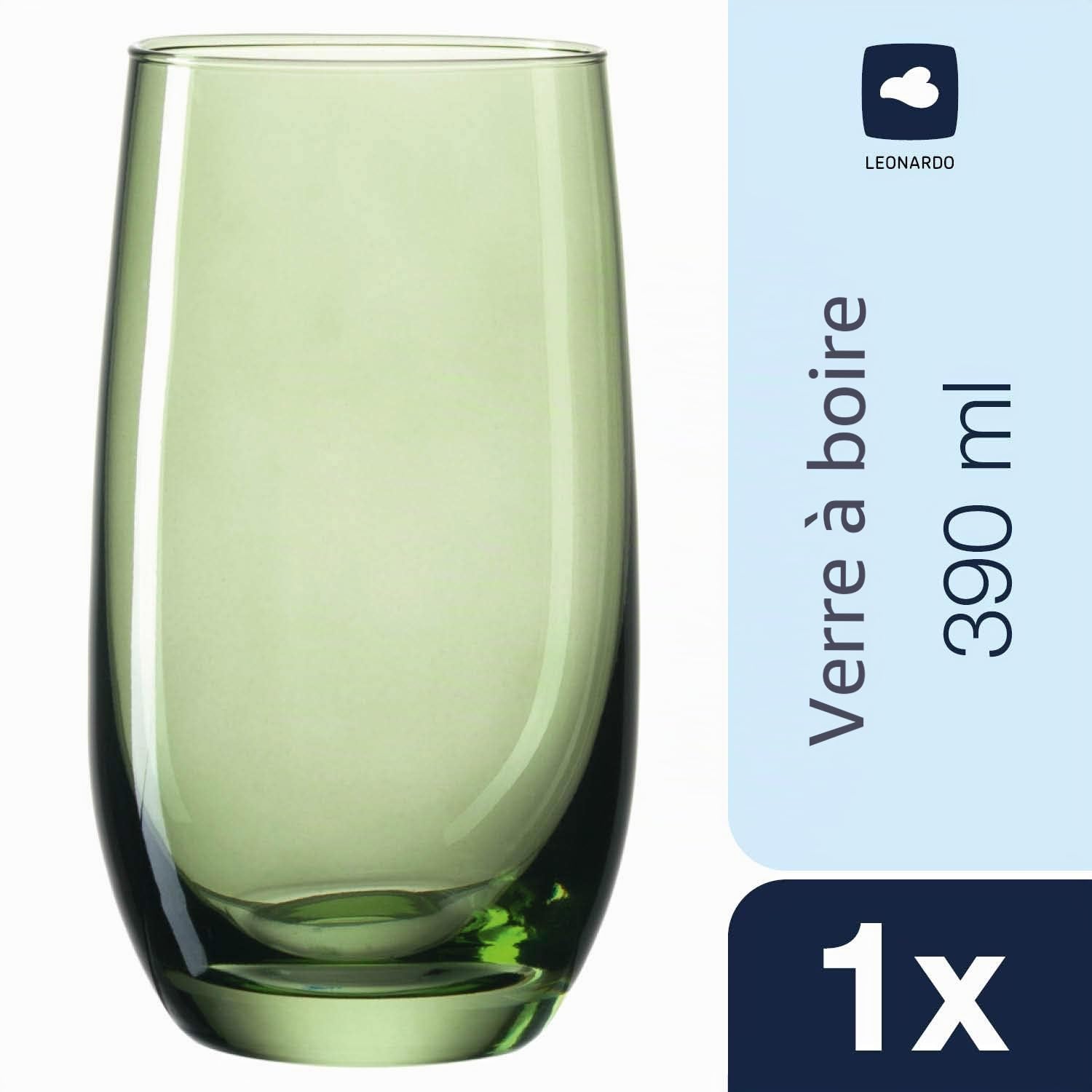 Leonardo Sora Lot de 6 Grands Verres à Eau lavables au Lave-Vaisselle Plusieurs Couleurs, Verre, Bunt 2, Grand modèle