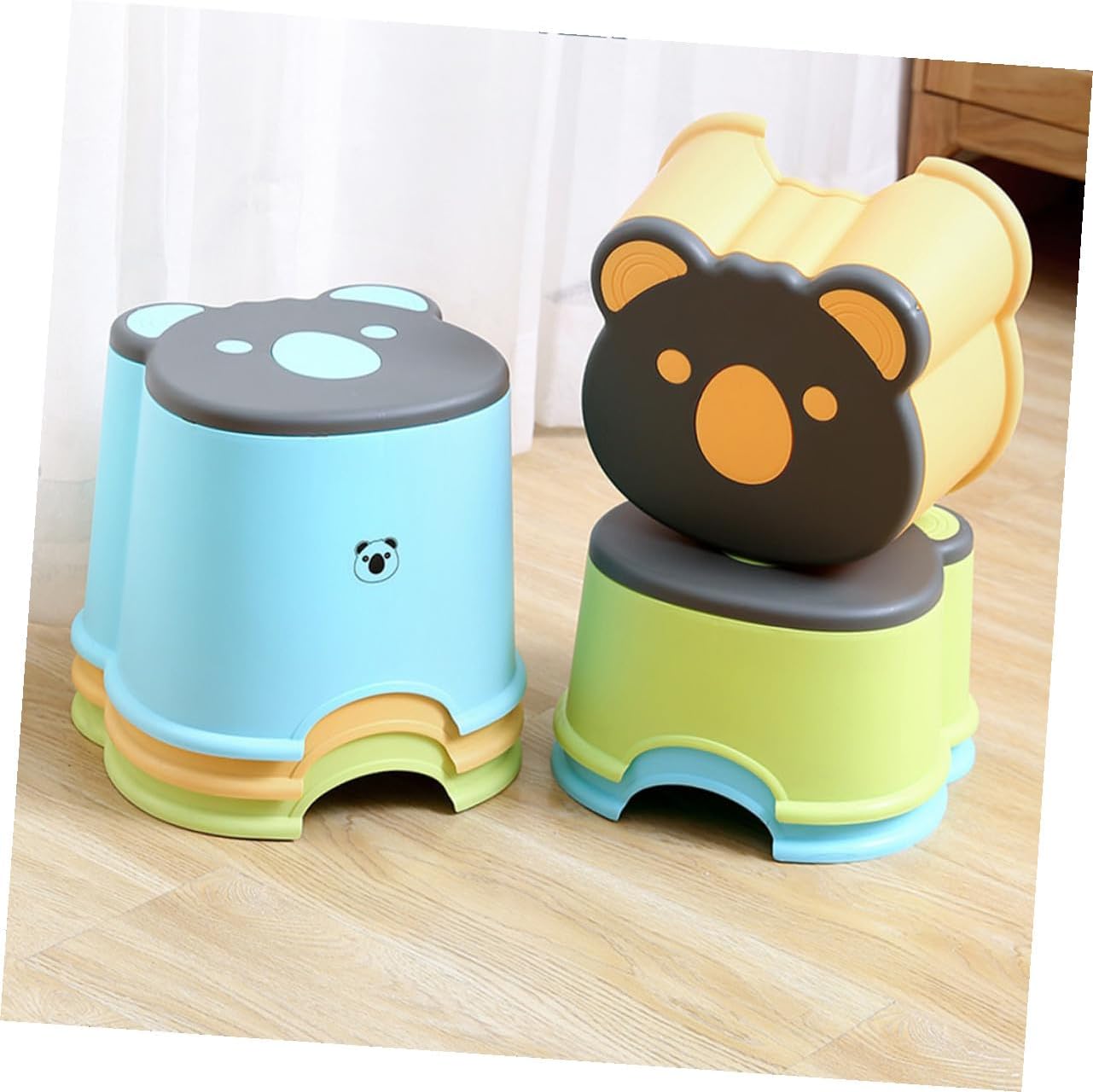 SOLUSTRE Portable Step Stool Large Blue Non-Slip Plastic Stool for Bathroom Kitchen Sink Toilet Training Stable Lightweight for Boys