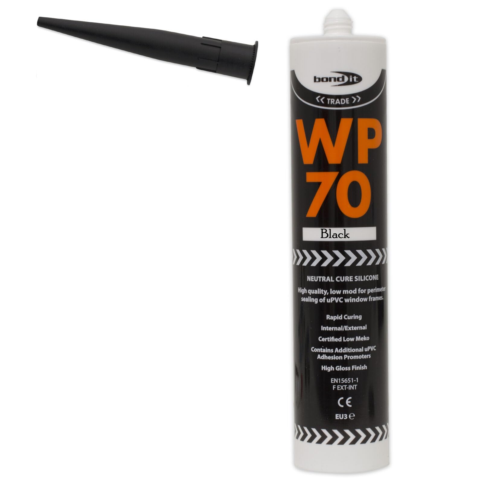Bond-IT WP70 External Silicone Sealant Low Modulus Window Door Frame 300ml Multicolor Bath Shower Basin Window Frames Quick Drying (Black)
