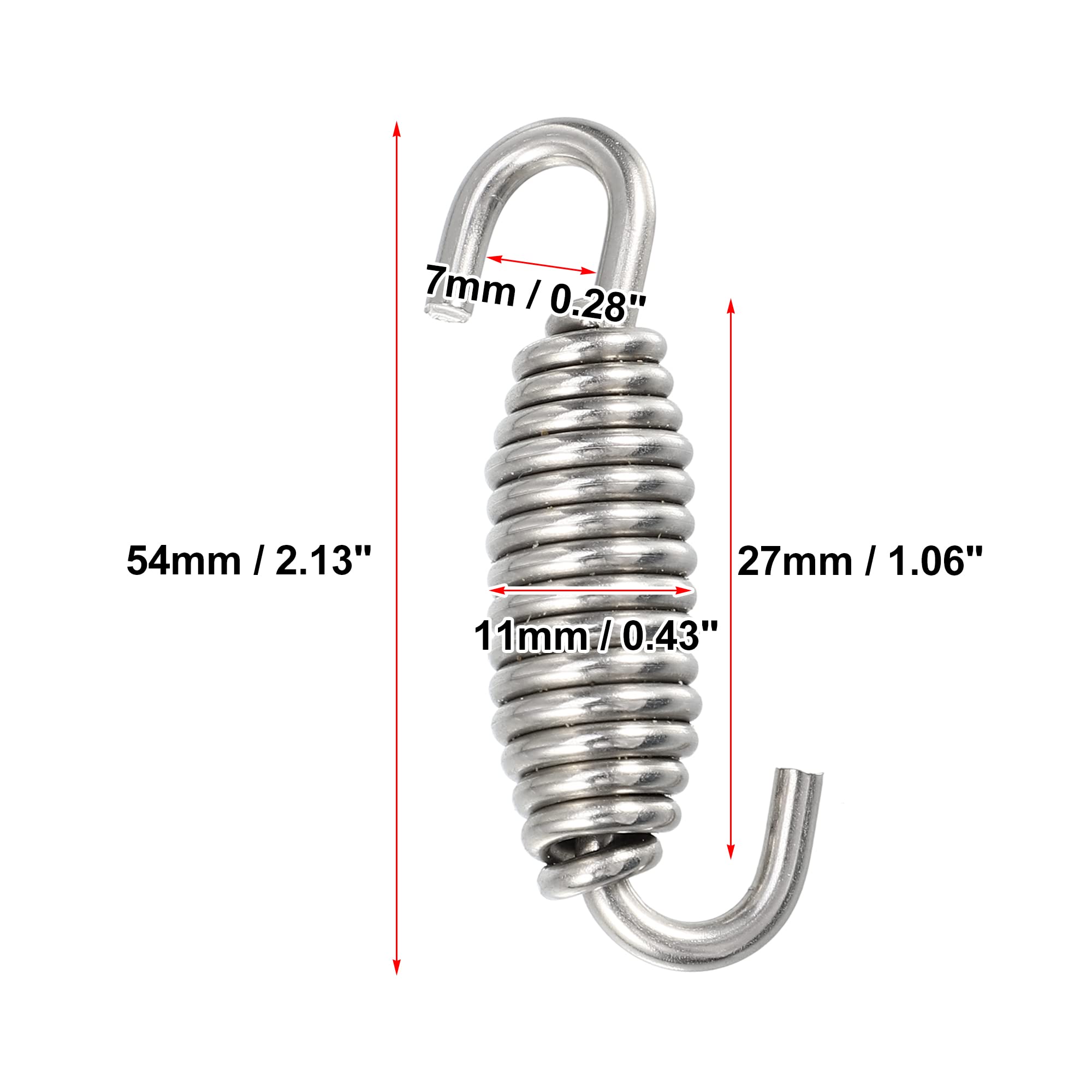 Resortes Para Tubo De Escape Moto ABSOPRO - Acero Inoxidable 304, 54mm, 2 Piezas, Tono Plateado