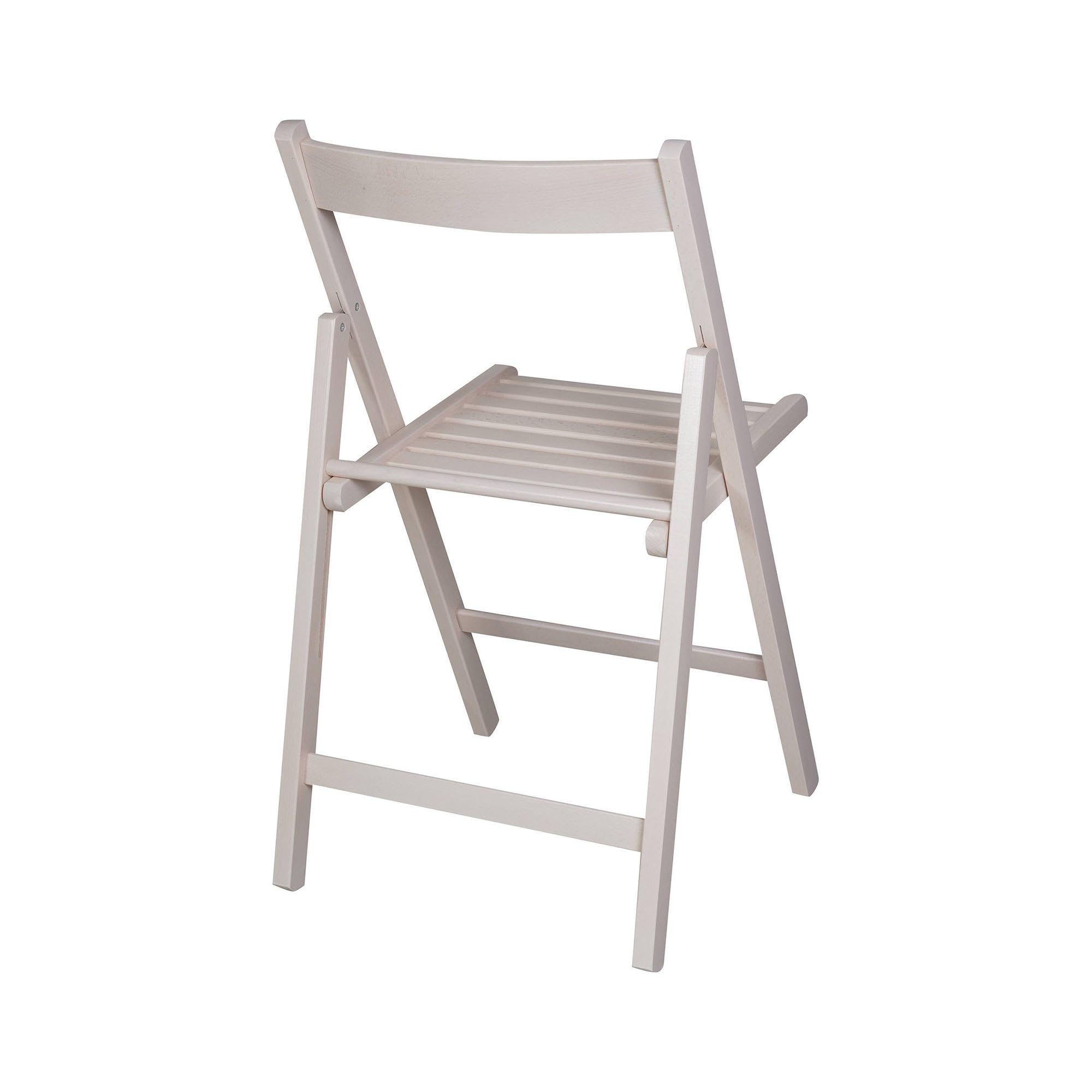 Dmora - Lot de 2 chaises Pliantes Modernes en Bois, pour Balcon ou Jardin, cm 42x48h79, Assise h cm 47, Couleur Blanche