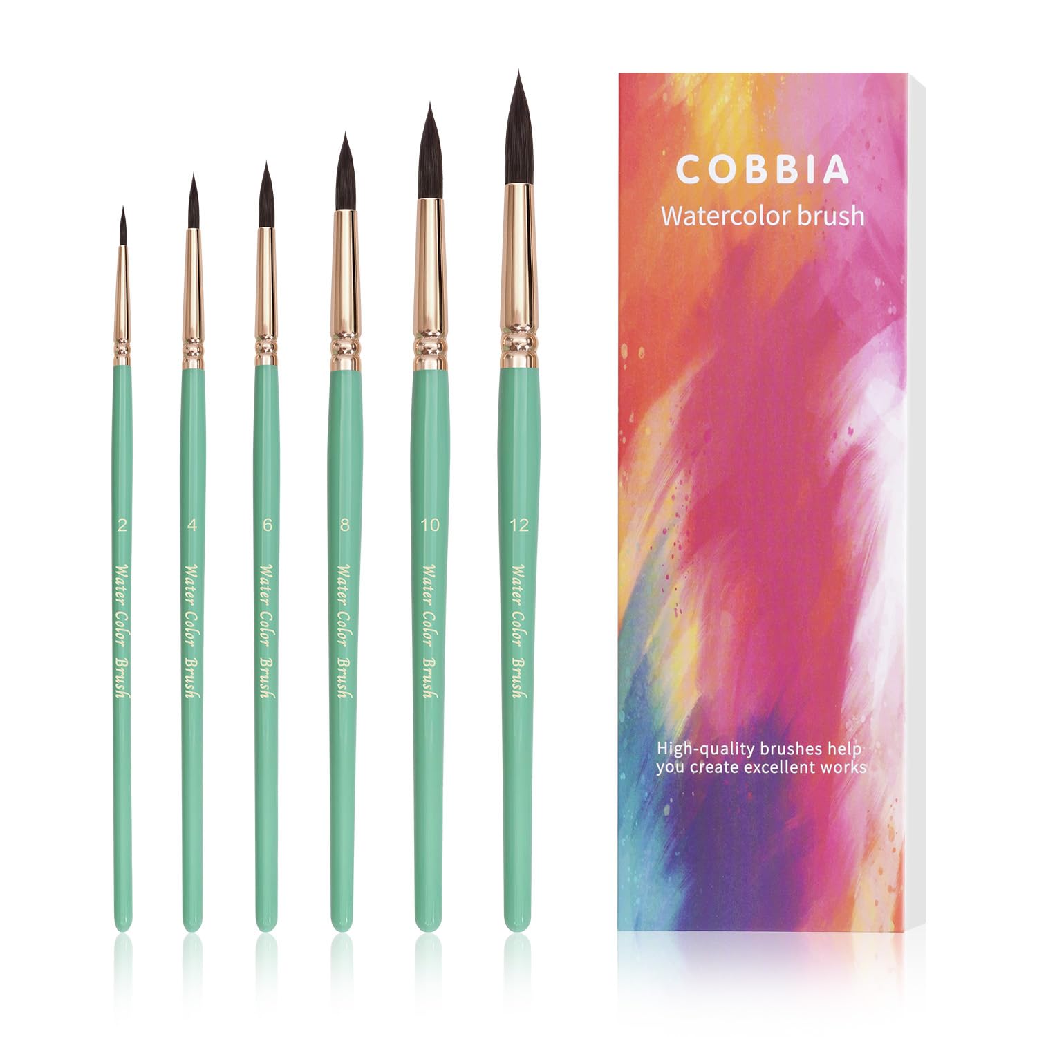 Round Pointed Tip Paint Brushes Set, 6 Pcs Artist Paint Brushes for Acrylic Oil Watercolo…