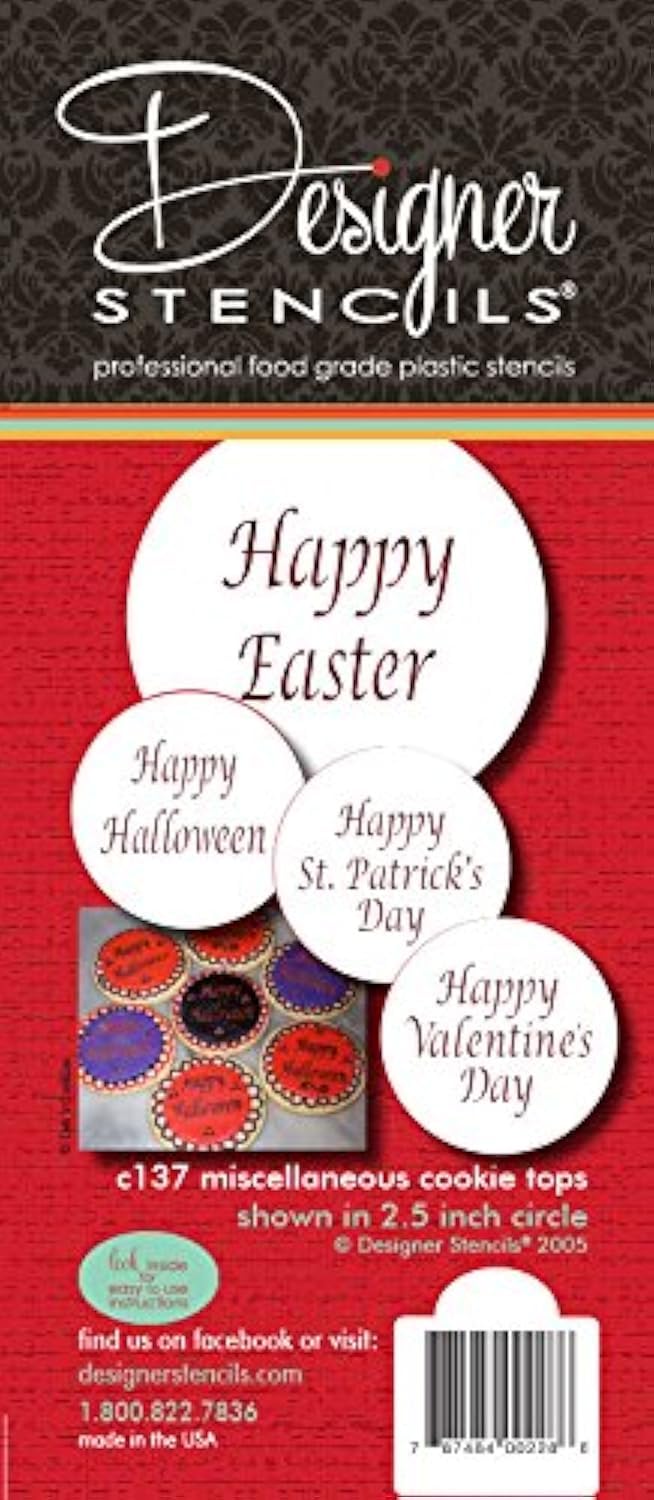 Designer Stencils Celebration Cupcake and Cookie Stencils (Happy Halloween, Happy Easter, Happy Valentine's Day and Happy St Patrick's Day)