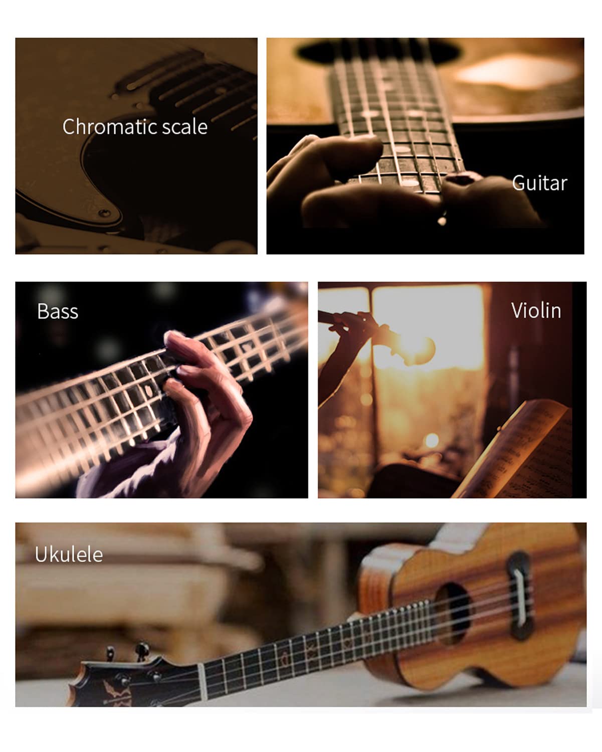 Accordatore digitale ricaricabile per chitarra, metronomo, con ampio display per chitarra, basso, violino, ukulele, pianoforte e batteria, preciso e facile da usare