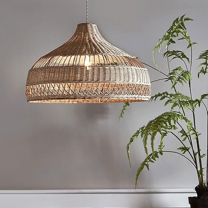 SHUANGZ Vintage Handgemaakte Rotan Kroonluchter E27 Sokkel Plafond Hanglamp Bamboe Plafondlamp Decoratie Kroonluchter Rieten Licht Met Armaturen Voor Keuken Eilanden Eetkamer Woonkamer photo 2
