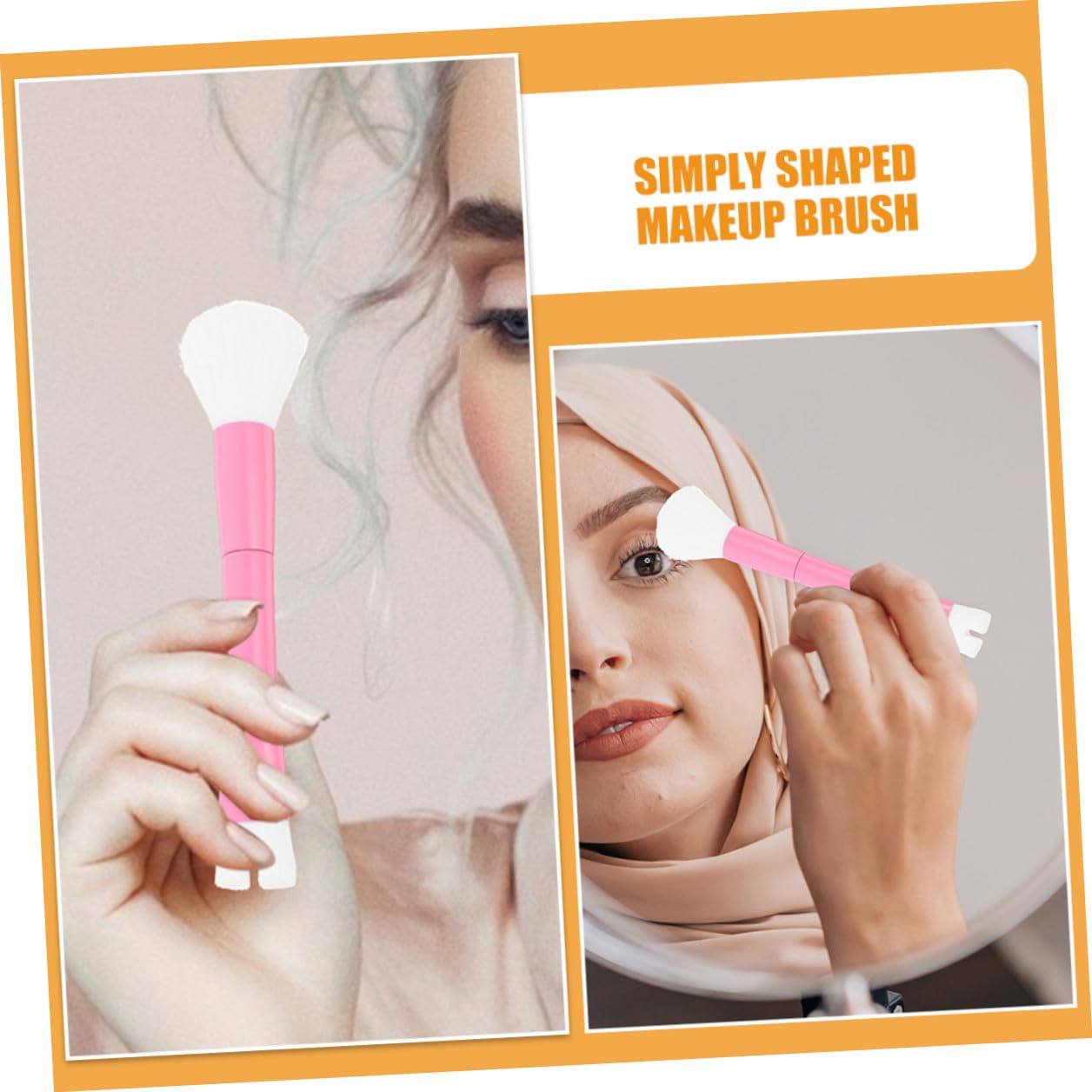 2pcs Dual-ended U-shaped Nose Contour Brush and Highlighter Makeup Tool for Women, Portable Pink Face Powder and Concealer Brush for Precise Nose Shadow and Contouring