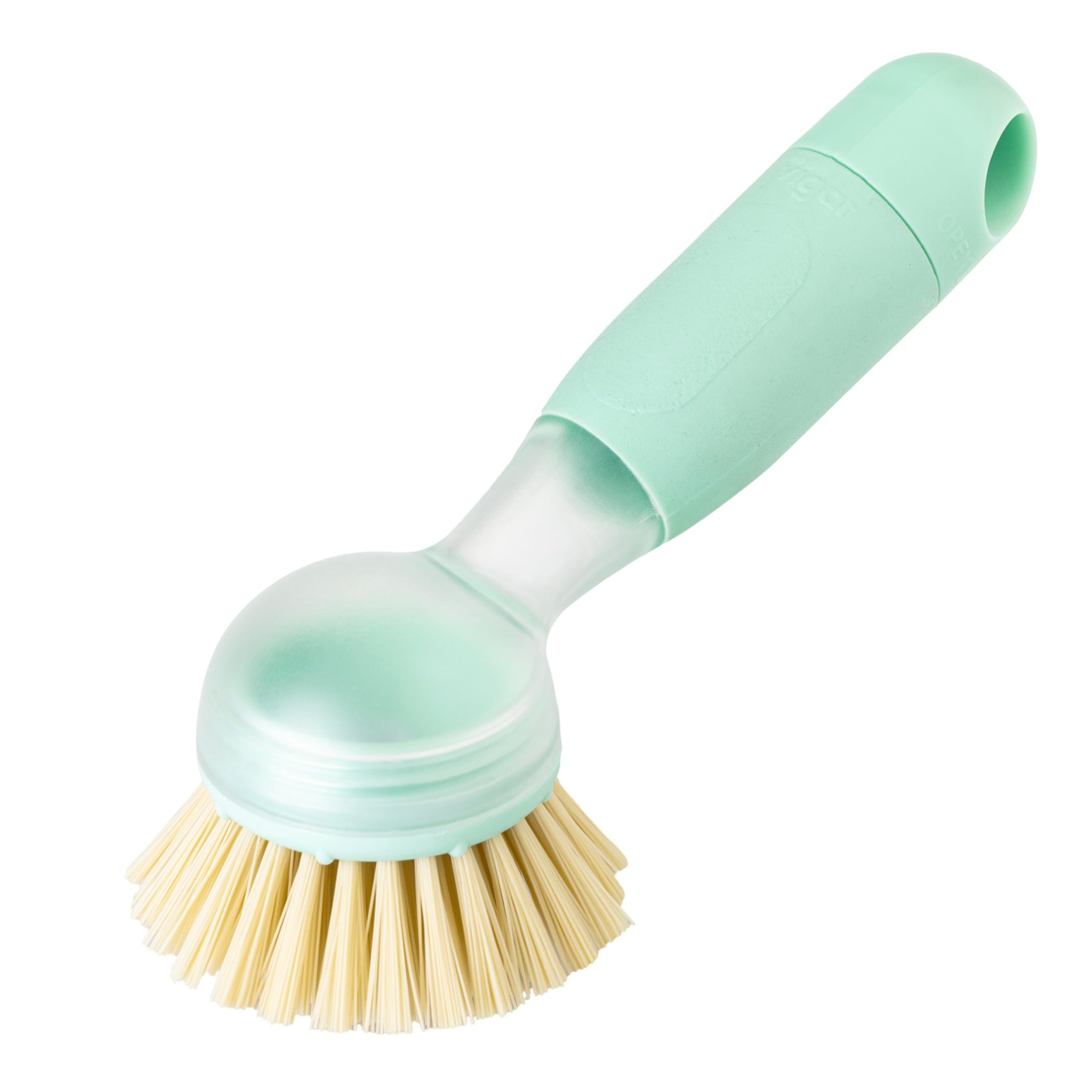 Vigar Soap Dispensing Dish Brush - Pot Scrubber With Built-in Soap Dispenser (Mustard Color)