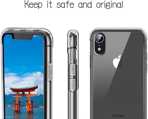 Miniatura 9 de ONES Funda transparente para iPhone XR, funda delgada de silicona TPU suave, funda protectora militar contra caídas con bolsas de aire a prueba de