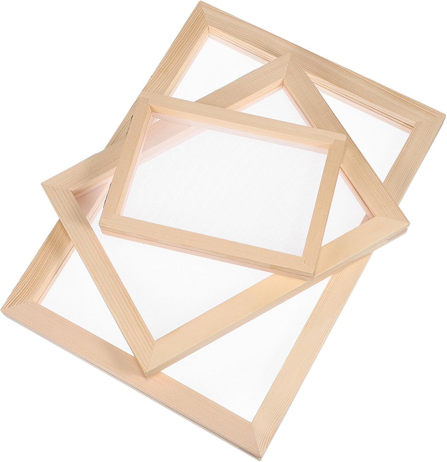 3pcs Natural Decorative Paper Making Screen Wooden Paper Craft Frame Making Supplies