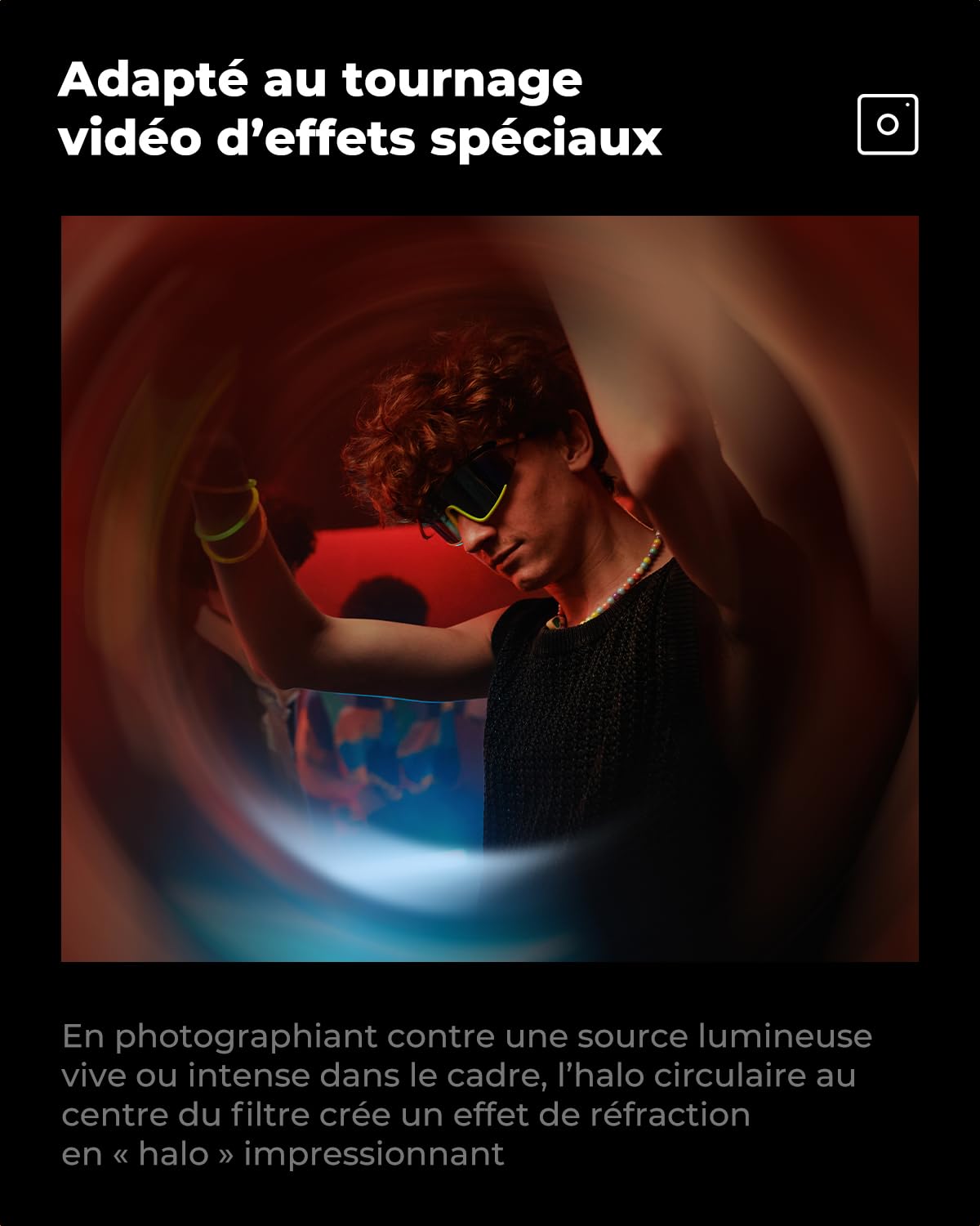 K&F CONCEPT 77mm Filtre à Prisme Halo en Spirale Effet Spécial pour Objectif Appareil Photo