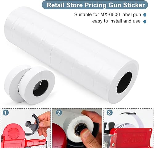 Miniatura 3 de Newsmarts Papel de etiqueta de 10 rollos, papel de etiqueta de precio blanco para etiquetadora de pistola de precio MX-6600