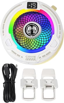 FACAIIO 30W Cell Phone Cooler with RGB Lights, Portable Fan Gaming, High-Efficiency Refrigeration Sheet, 3 Adjustable Gears, Type- Charging, for Smartphone, Black