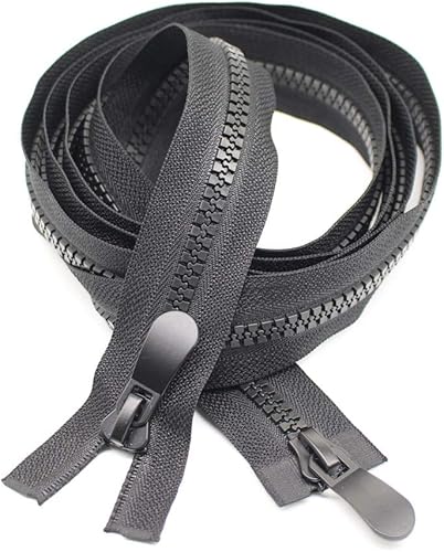 Miniatura 4 de YaHoGa #8 Cremallera de separación bidireccional de 24 pulgadas, cremalleras grandes de plástico para coser, parka, chaqueta de plumón, cremalleras