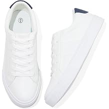 Adokoo Womens Fashion Sneakers PU Leather Casual Shoes White Tennis Low Top Shoes Womens Lace Up Sneakers