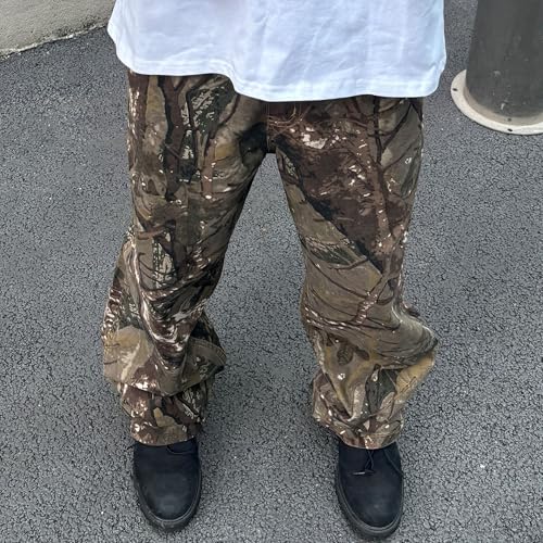Men's Camo Cargo Baggy Wide Leg Joggers Pants Loose Fit Irregular Streetwear Y2k Hip Hop Denim Pants Multiple Pockets2