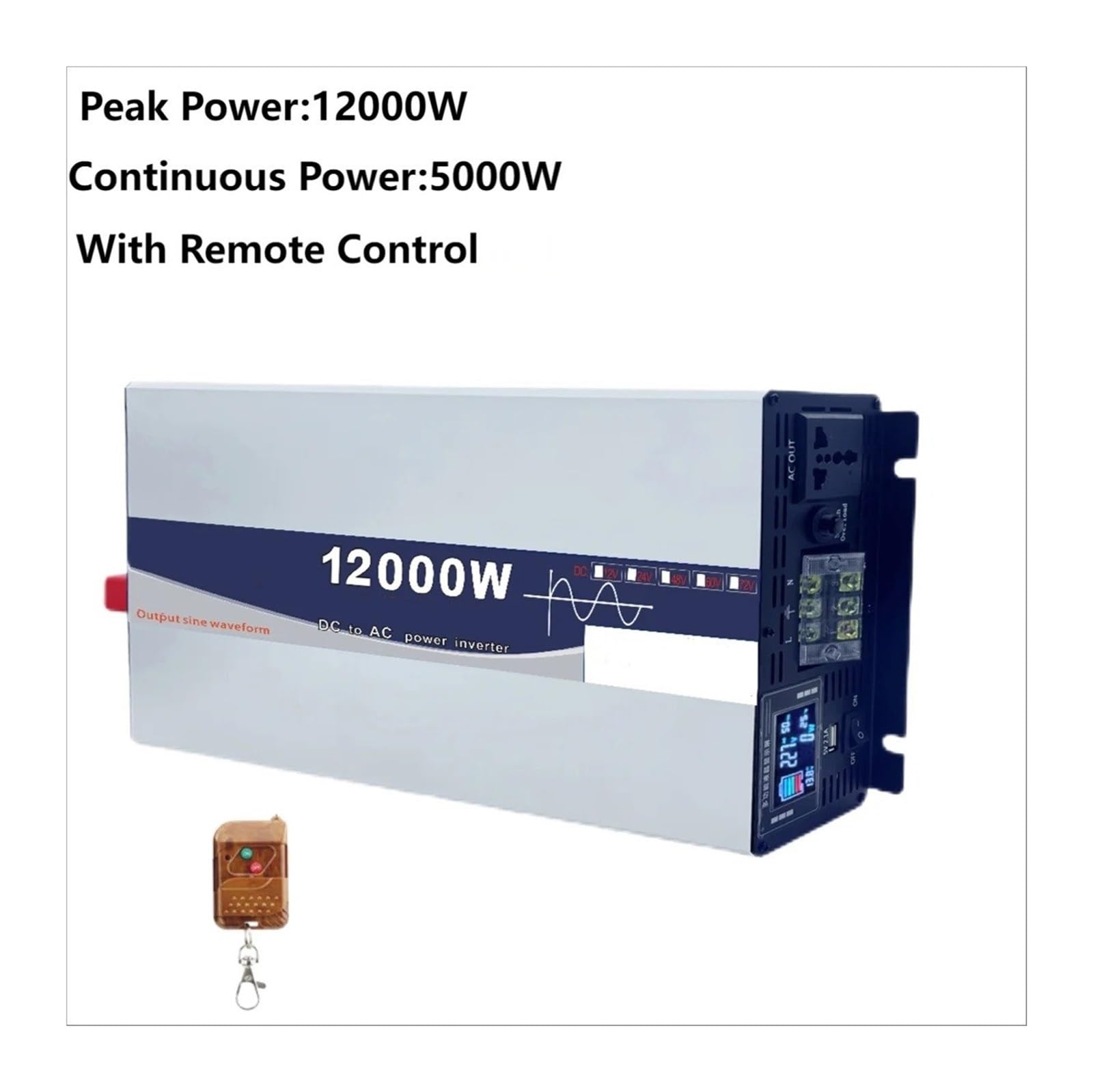 Inversor Corriente Inversores Onda Sinusoidal Pura 10000W 12000W para Coche Convertidor Voltaje 12 V 24 V 48 V 60 V Y 72 V A CA 110 V Y 220 V 50Hz Y 60Hz Transformador(12V,220-240V 50HZ Uni,12KW Rem)