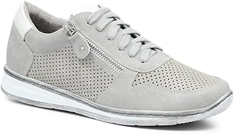 PaversWomen's Breathable Lace-Up Trainers in Grey - Shoes with Supportive Insole & Metallic Accents - Ladies Sports Footwear - Size UK 8 / EU 41