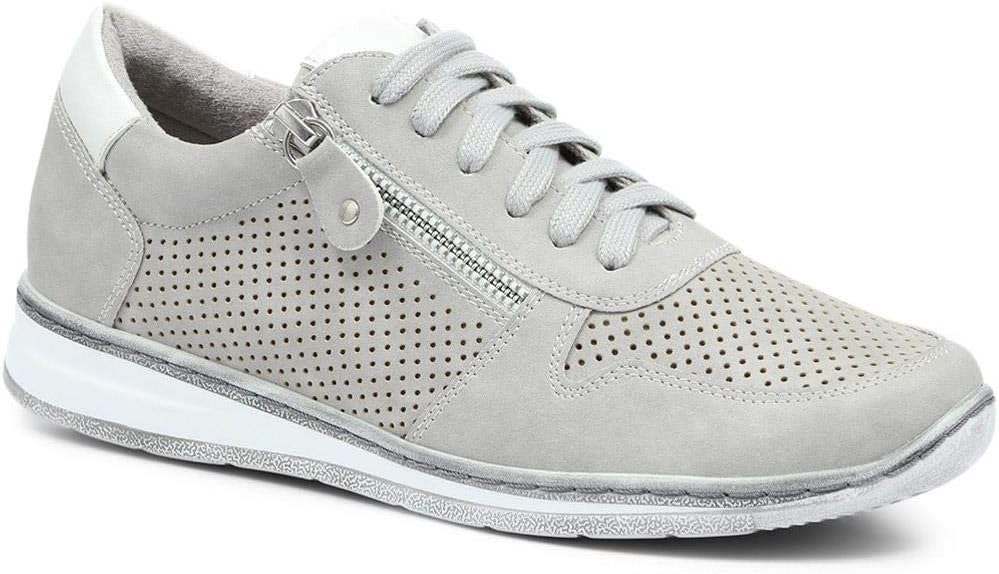 Women's Breathable Lace-Up Trainers - Shoes with Supportive Insole & Metallic Accents - Ladies Sports Footwear