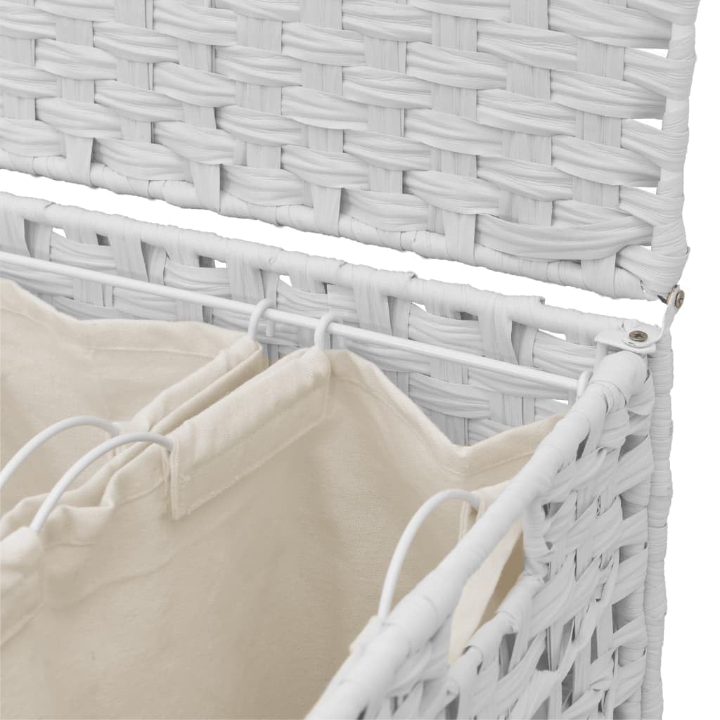 vidaXL Cesto Portabiancheria con Ruote Bianco 66x35x60 cm Rattan
