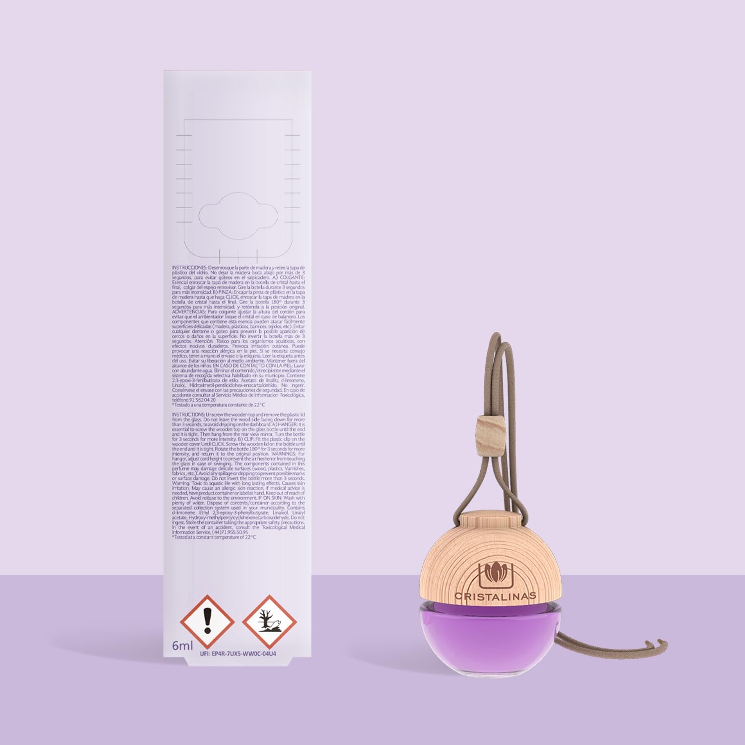 CRISTALINAS | Pack 2 Ambientadores Esfera para Coche| Aroma a Frutos del Bosque | Absorbe los Malos Olores de tu Vehículo con un agradable Aroma | Larga Duración 8 Semanas | 6 ml | 0% Alcohol